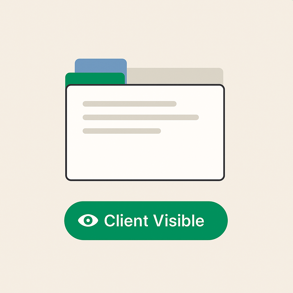 Client-visible folders kept separate from preparer workpapers