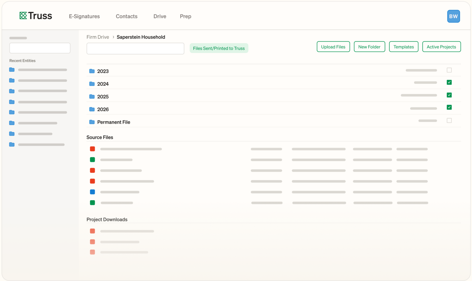 Truss Drive document storage dashboard