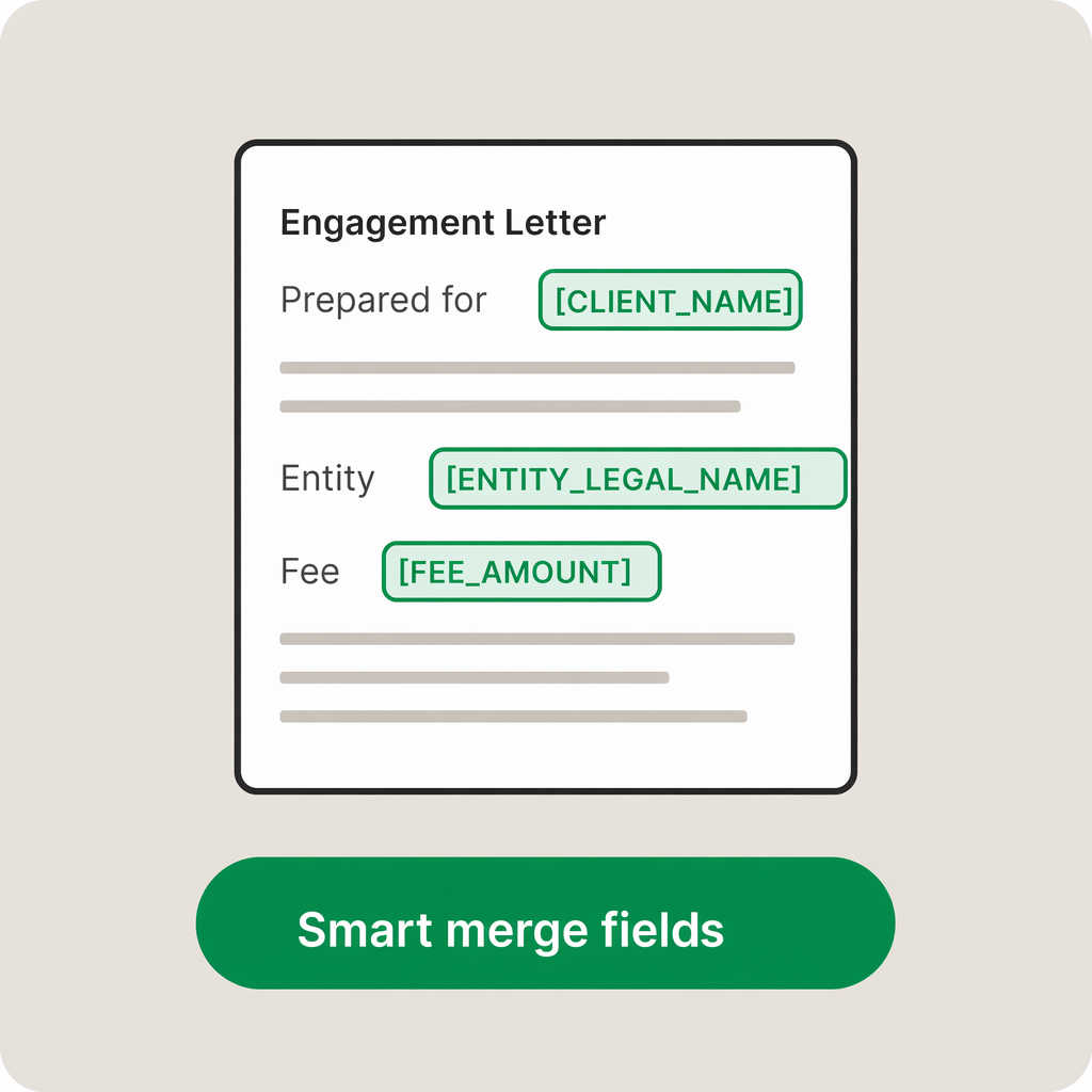Merge fields that resolve per entity type