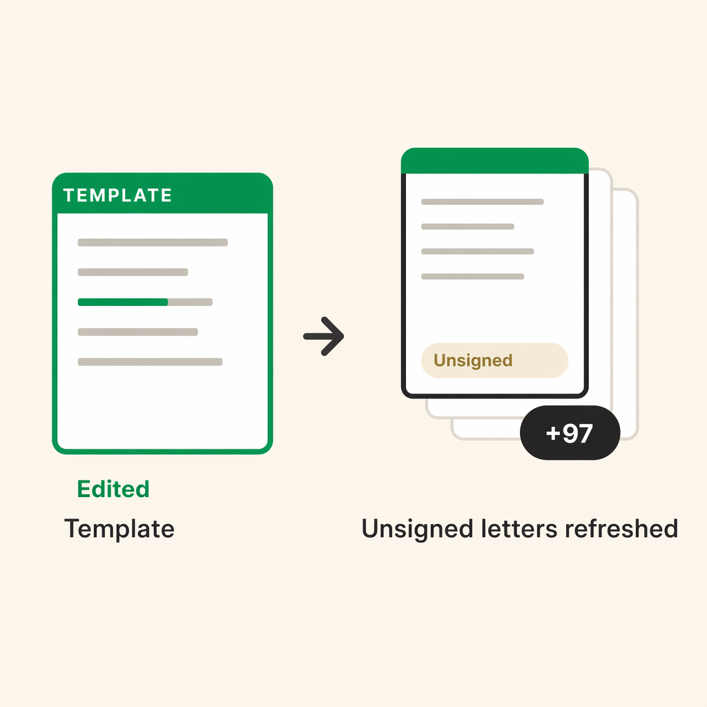 Template edits push to every unsigned letter
