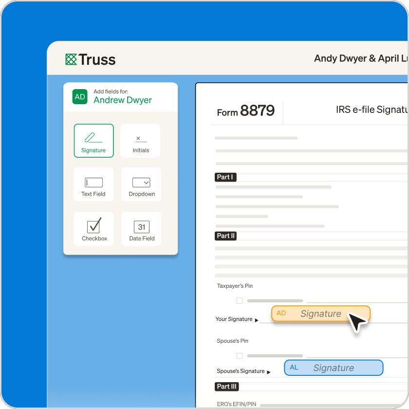 Auto-placed signature fields across tax forms