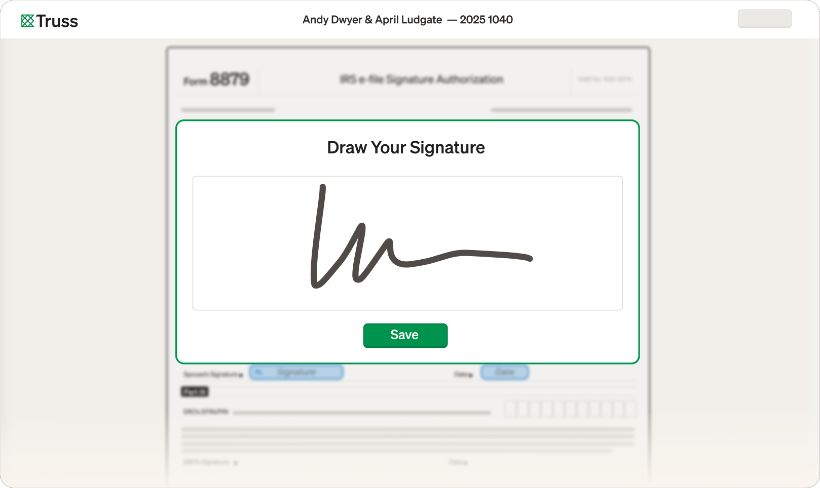 Truss e-sign workflow dashboard
