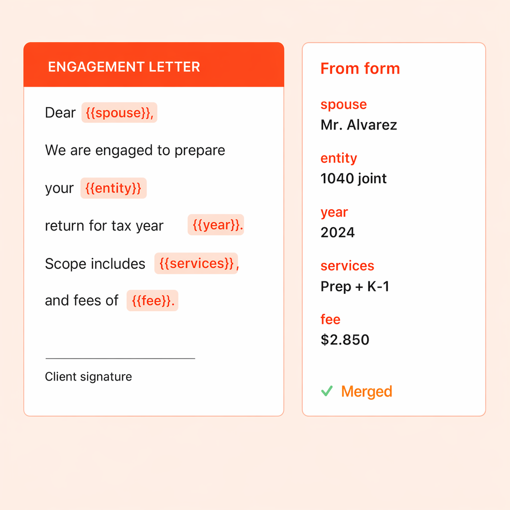 Engagement letters merged from form answers