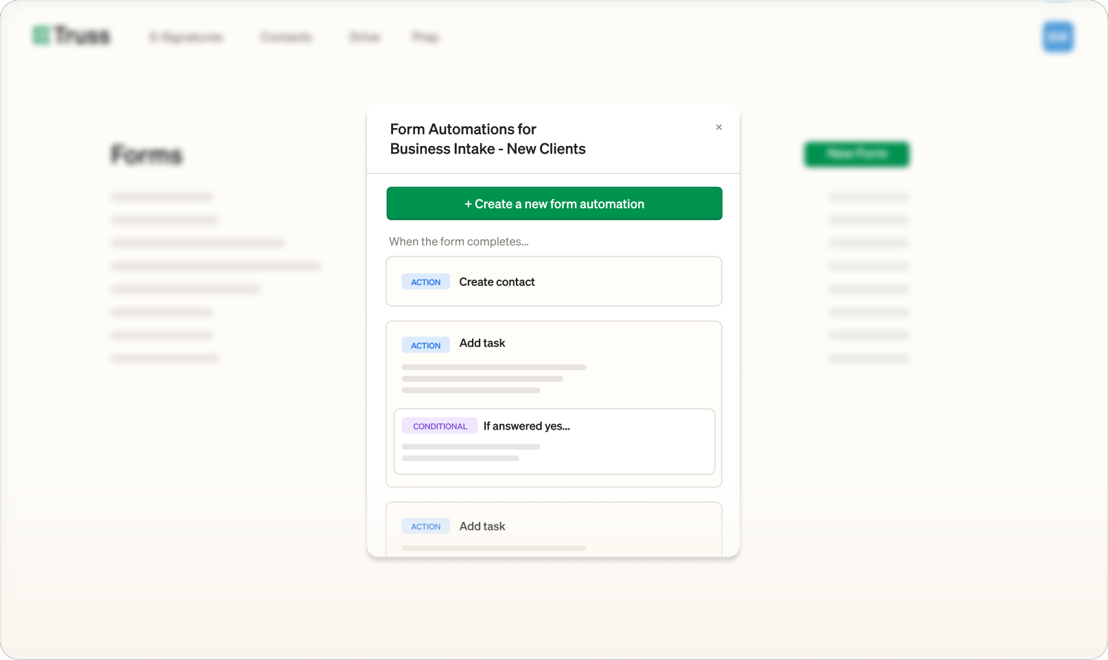 Truss custom forms workflow
