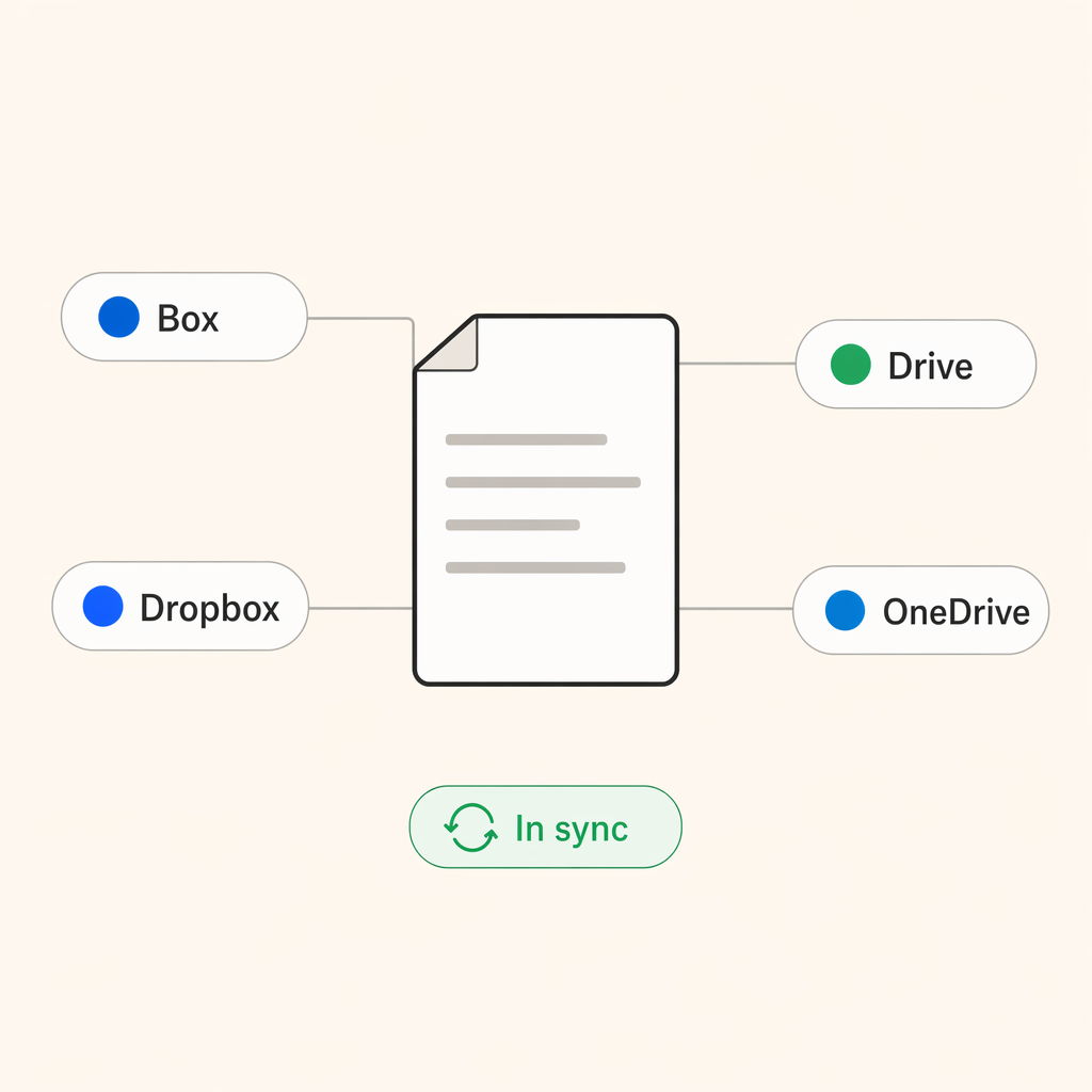 File sync with Box, Dropbox, Google Drive, and OneDrive
