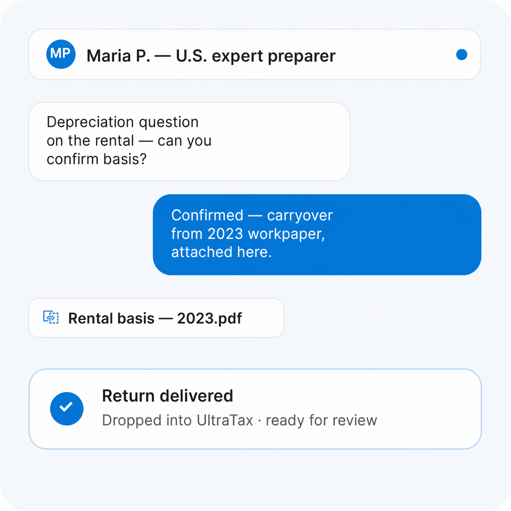 U.S.-based human experts for complex returns