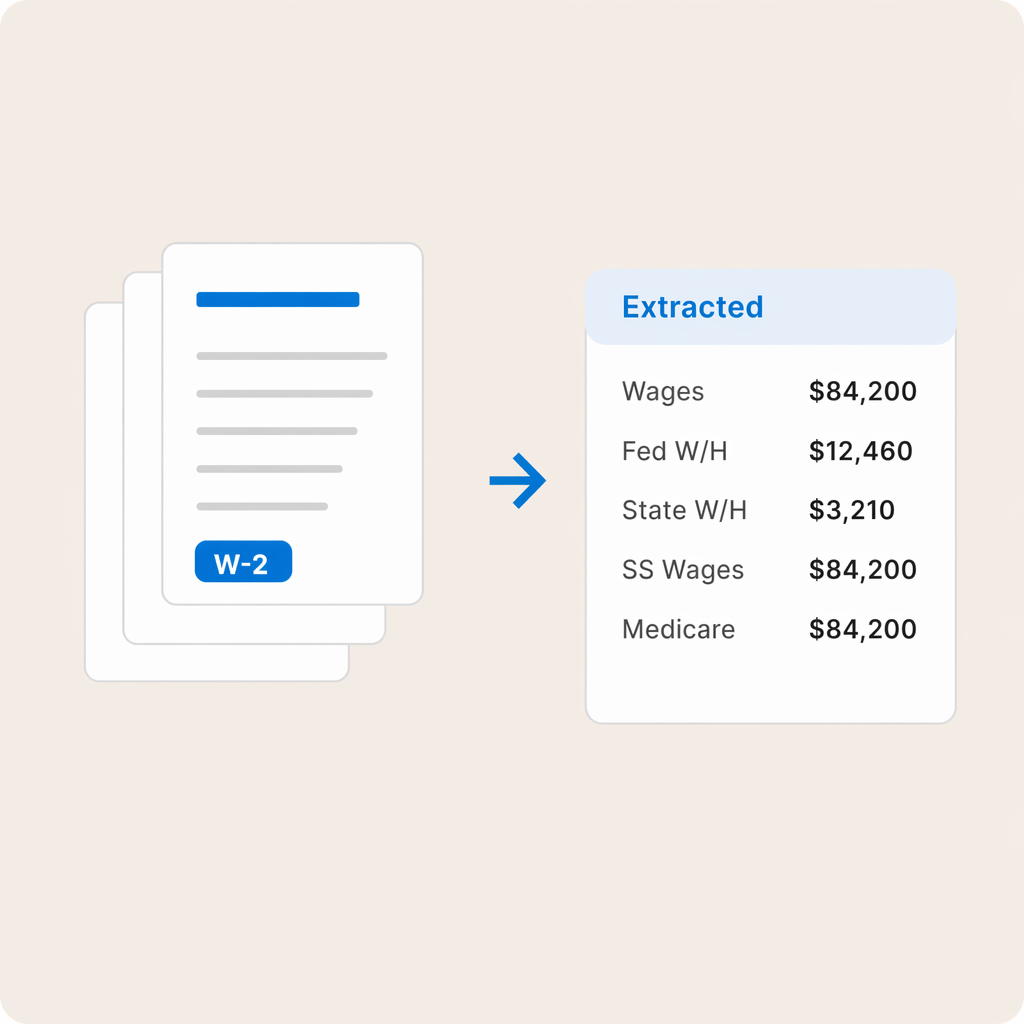 OCR extracting source documents into tax-ready data