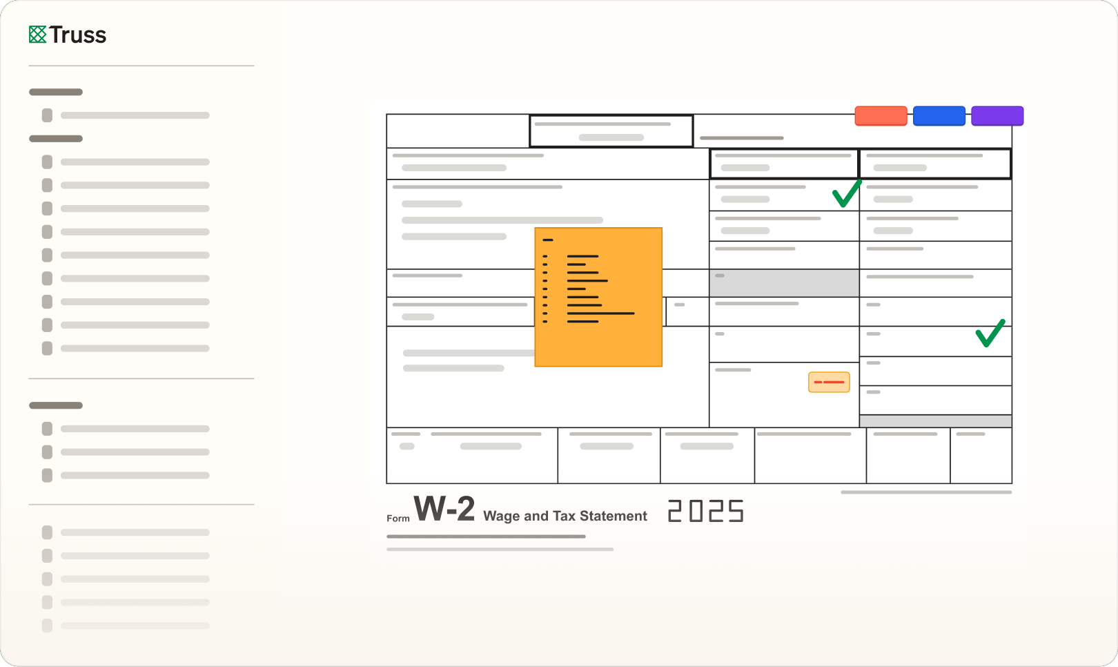 Truss workpaper review dashboard