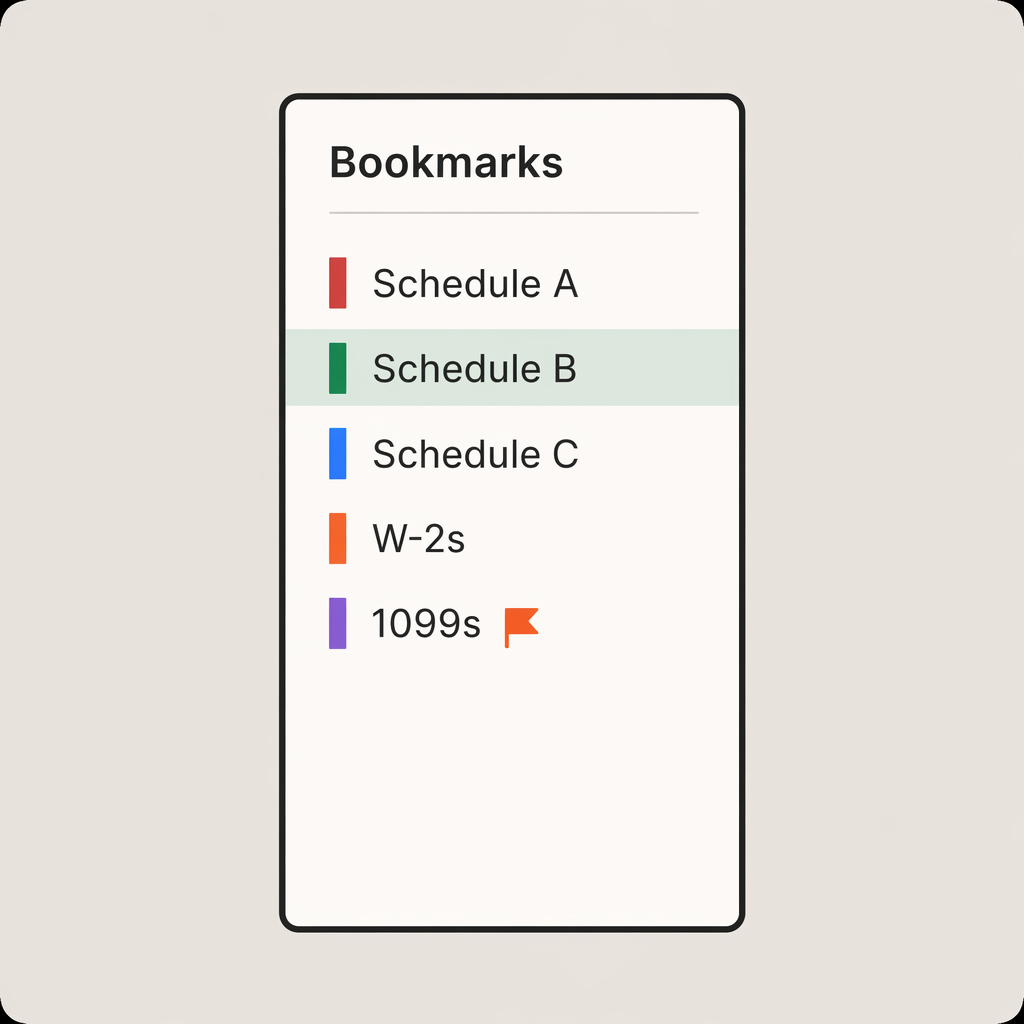 Combined, bookmarked workpaper PDF in return order